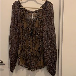 Free people Rare mixed floral blouse SZ S